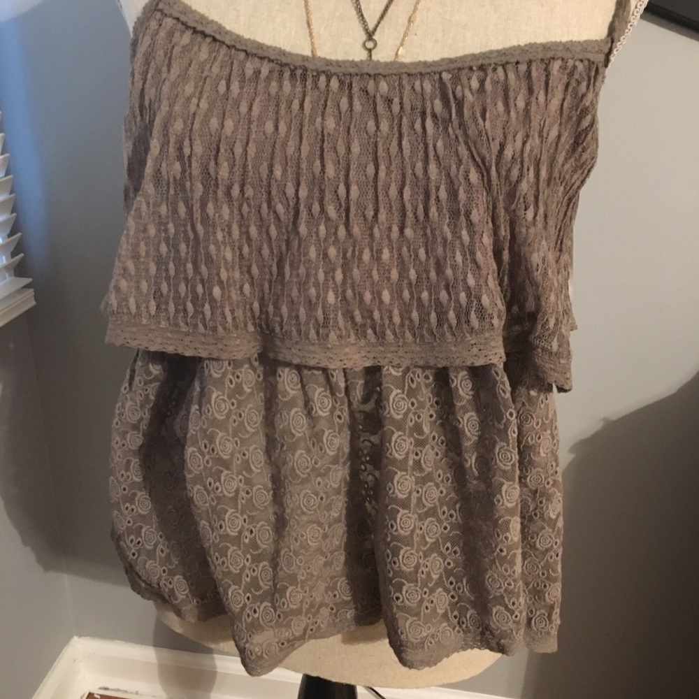 brown lacy blouse